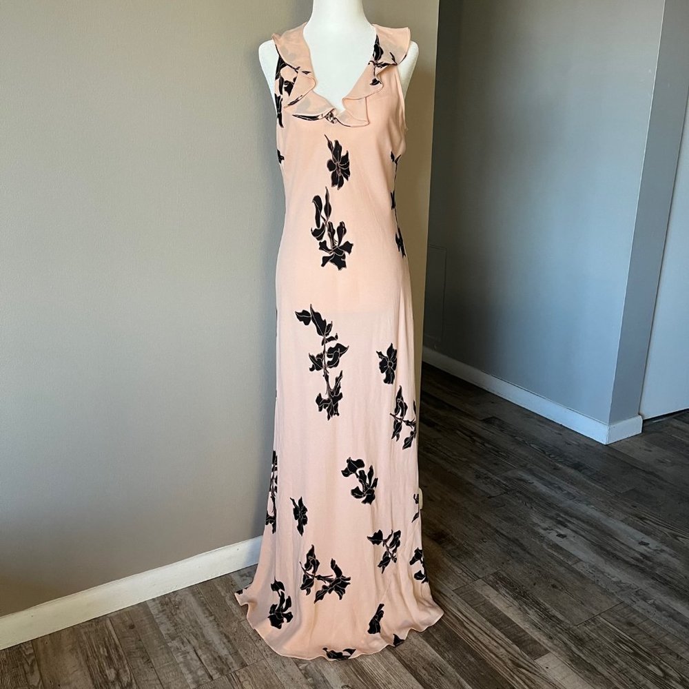 Maxi Dress - Peach and Black Floral, Size: 8